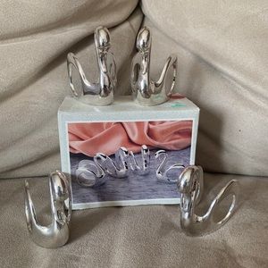 Vintage silver plated swan napkin rings
